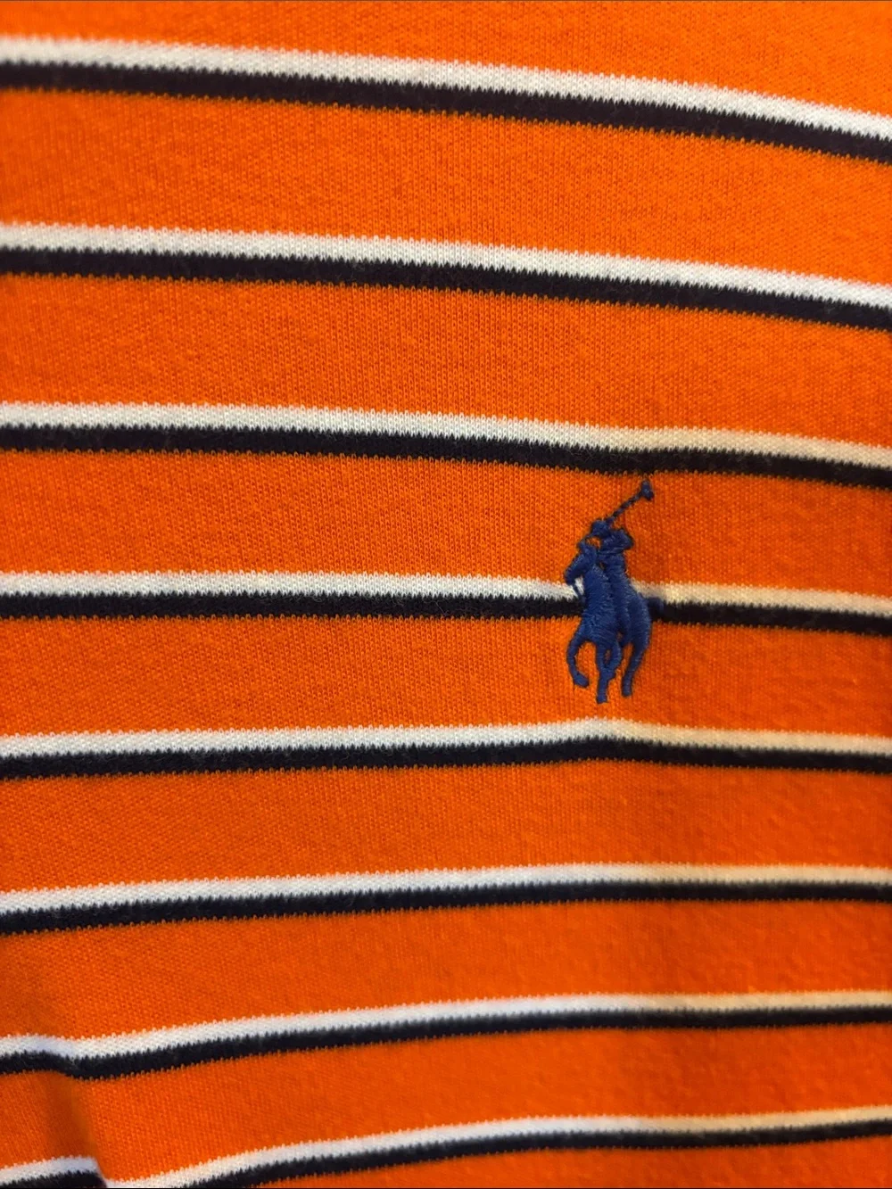 Polo by Ralph Lauren Orange Striped Polo with Navy Logo